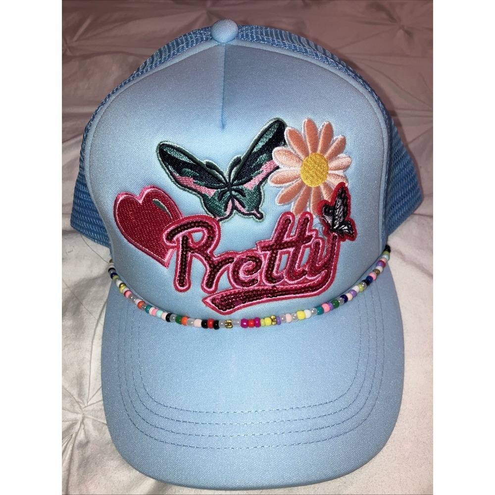 Pretty Butterfly Blue Trucker Hat SnapBack